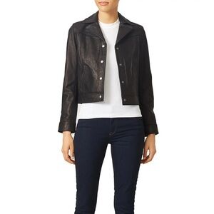 Rebecca Minkoff Gide Crop Lamb Leather Trucker Jacket